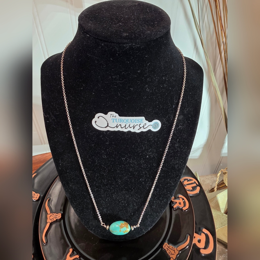Turquoise Globe Pendant Long Chain Necklace